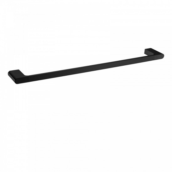 Square Matt Black Single Towel Rail 600mm Solid Brass Wall Mounted